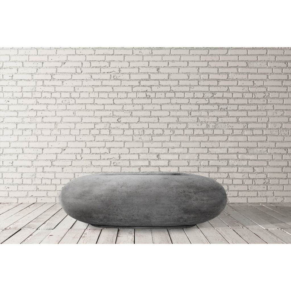 Prism Hardscapes Pebble 56" Ebony Oval Concrete Propane Gas Fire Pit Table