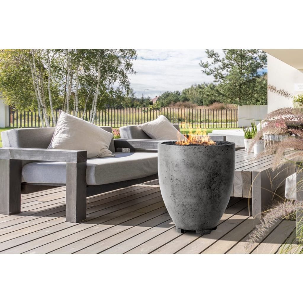 Prism Hardscapes Pentola 1 24" Pewter Round Concrete Propane Gas Fire Pit Bowl