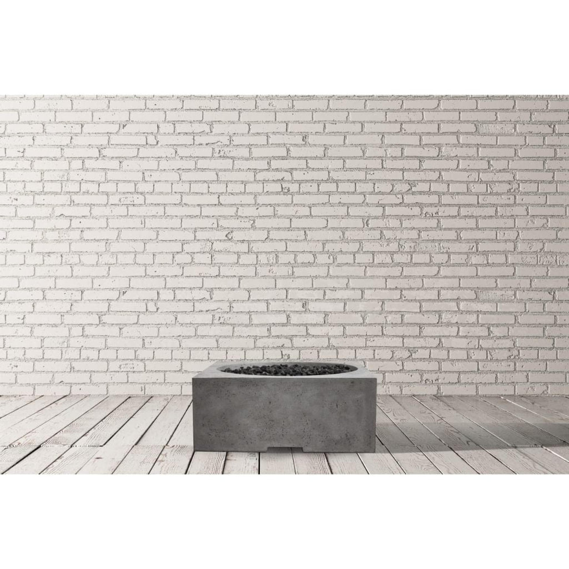Prism Hardscapes Piazza 39" Ultra White Square Glass Fiber Reinforced Cement Natural Gas Fire Pit Table