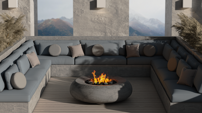 Prism Hardscapes Pietra 49" Pewter Modern Concrete Propane Gas Fire Bowl