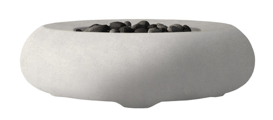 Prism Hardscapes Pietra 49" Ultra White Modern Concrete Propane Gas Fire Bowl
