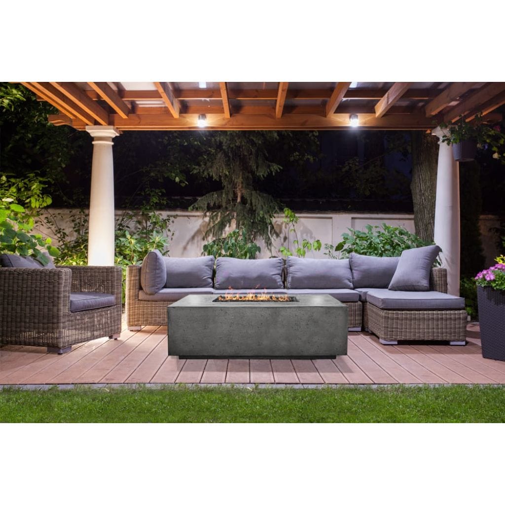 Prism Hardscapes Porto 68 68" Natural Rectangular Concrete Propane Gas Fire Pit Table