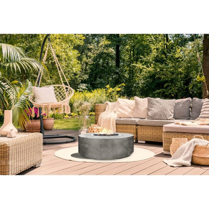 Prism Hardscapes Rotondo 48" Ebony Round Concrete Natural Gas Fire Pit Bowl