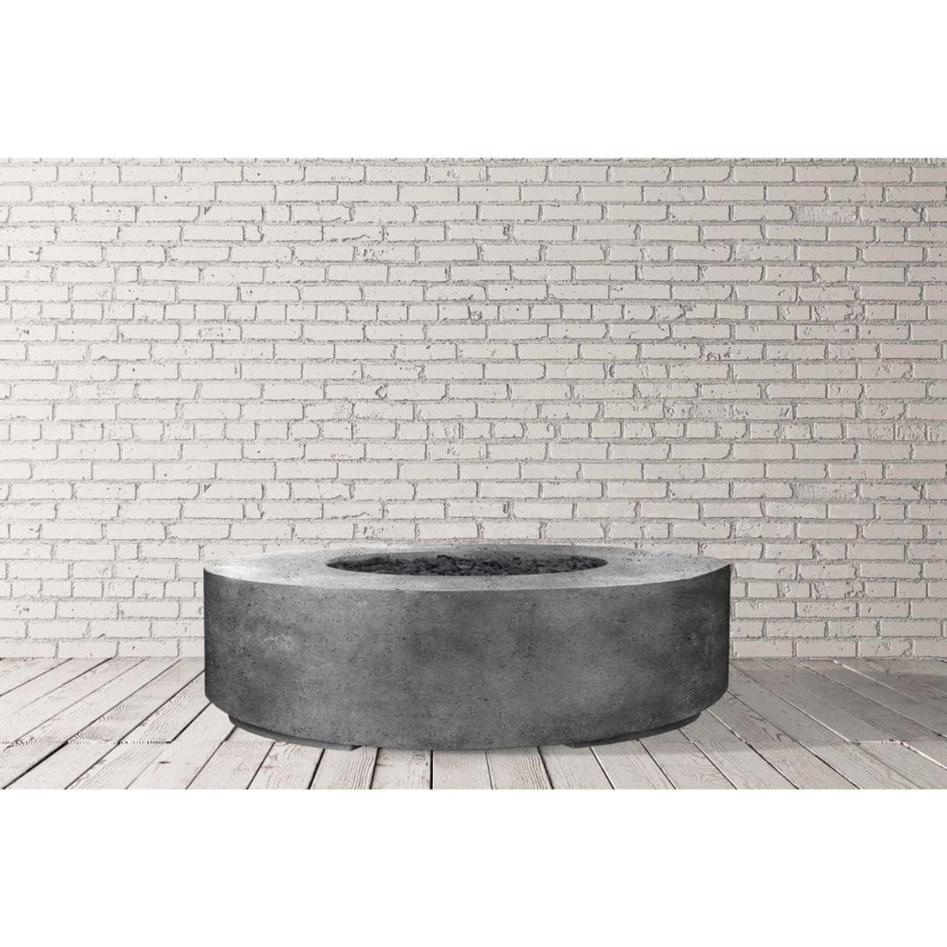 Prism Hardscapes Rotondo 80 80" Pewter Round Concrete Propane Gas Fire Pit Bowl With Match Lit Ignition