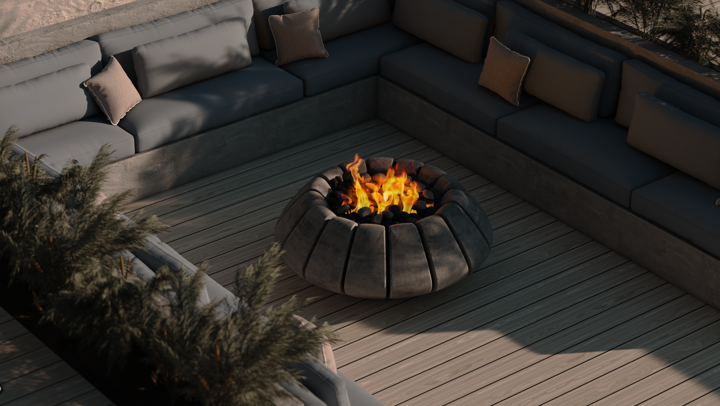 Prism Hardscapes Sunflower 38" Natural Modern Concrete Propane Gas Fire Bowl