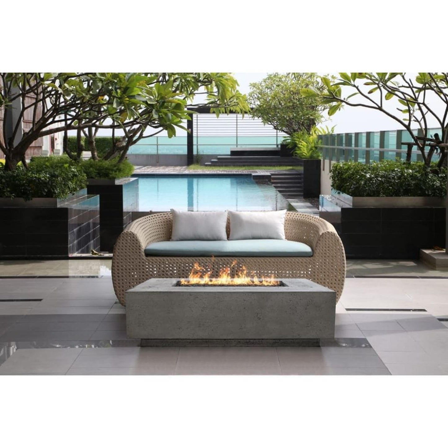 Prism Hardscapes Tavola 1 56" Ebony Rectangular Concrete Propane Gas Fire Pit Table