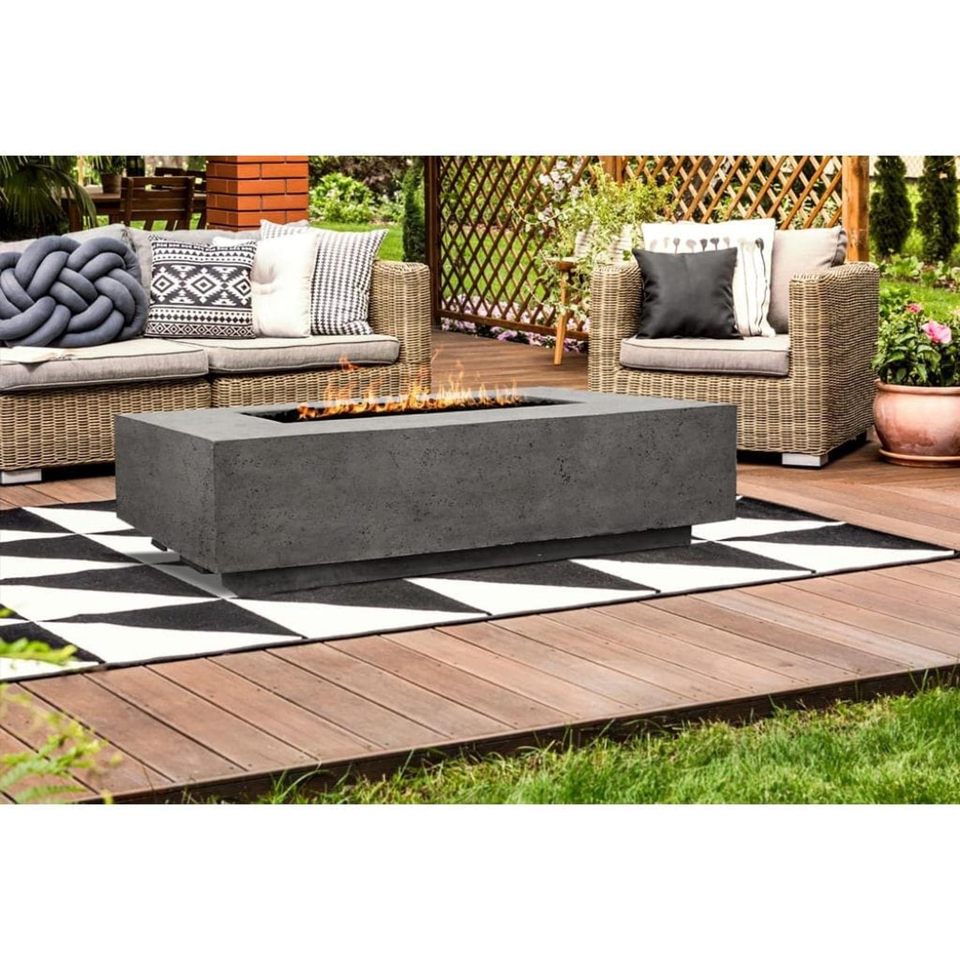 Prism Hardscapes Tavola 1 56" Natural Rectangular Concrete Propane Gas Fire Pit Table