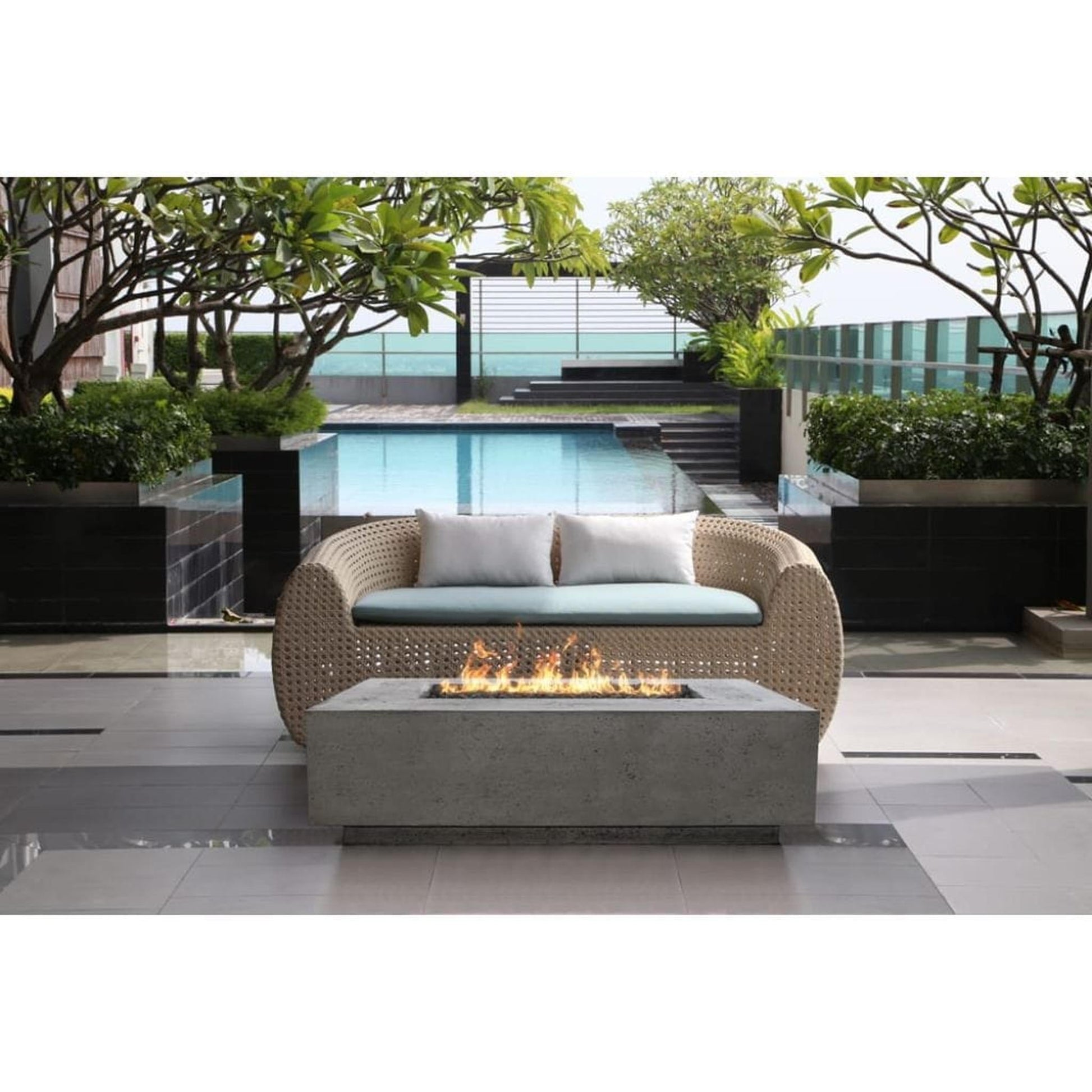 Prism Hardscapes Tavola 1 56" Natural Rectangular Concrete Propane Gas Fire Pit Table