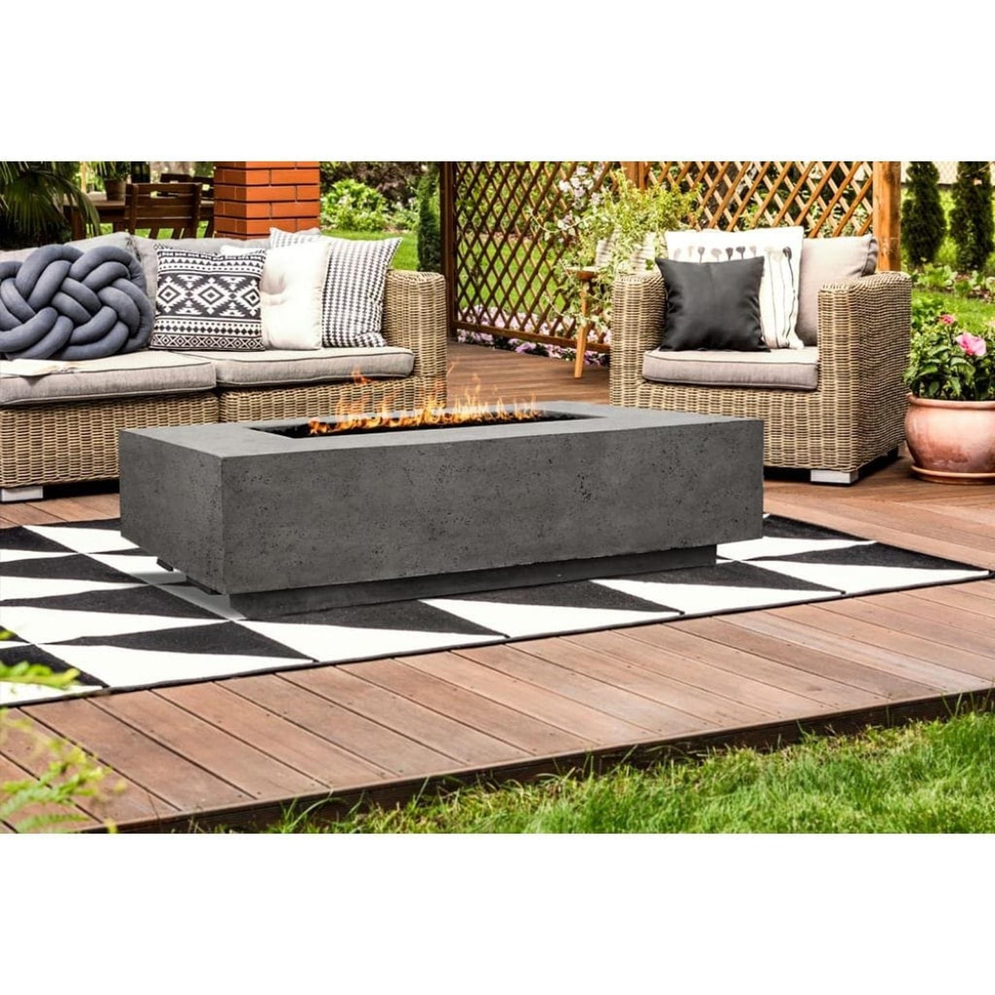 Prism Hardscapes Tavola 1 56" Pewter Rectangular Concrete Propane Gas Fire Pit Table