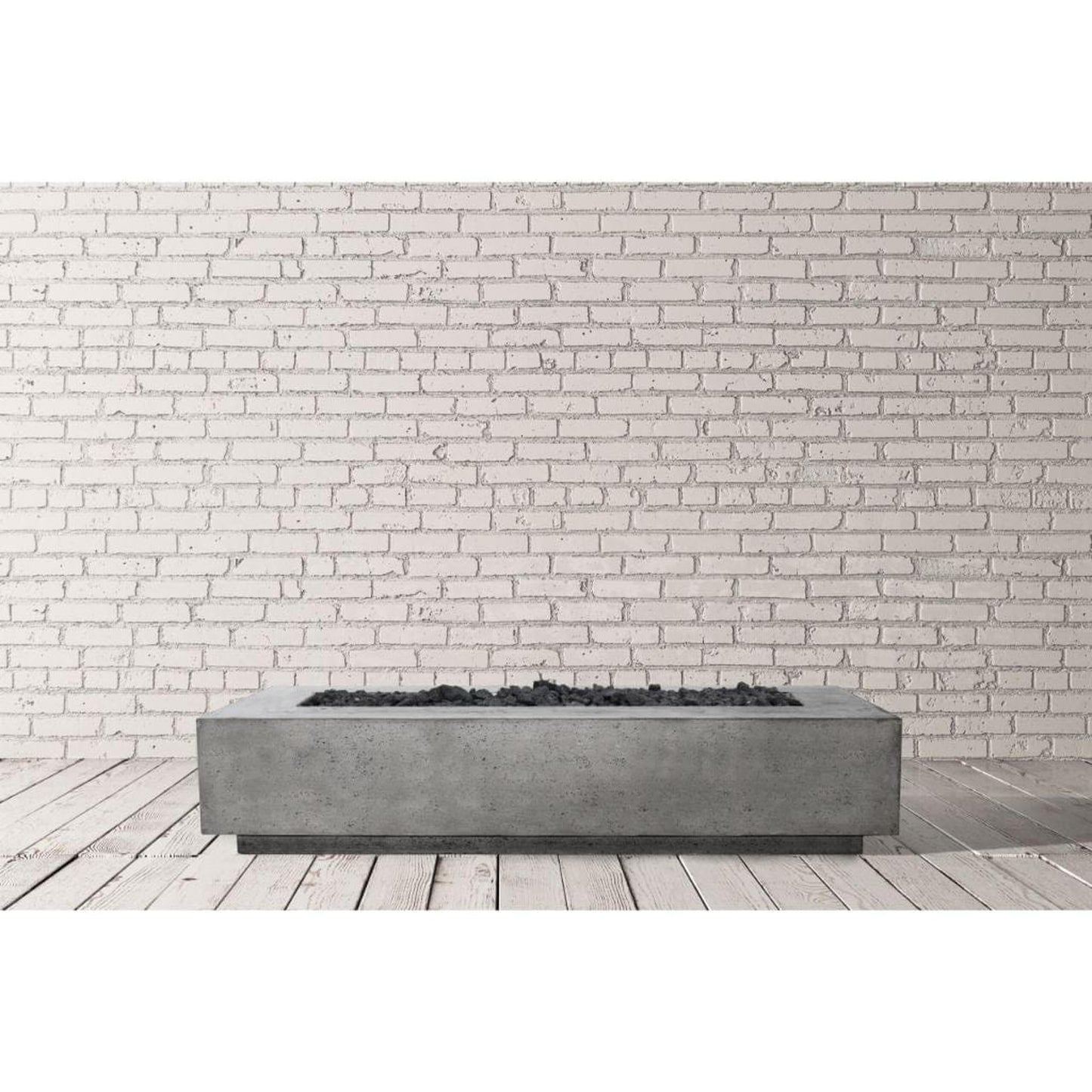 Prism Hardscapes Tavola 110 110" Ebony Rectangular Concrete Propane Gas Fire Pit Table With Windguard