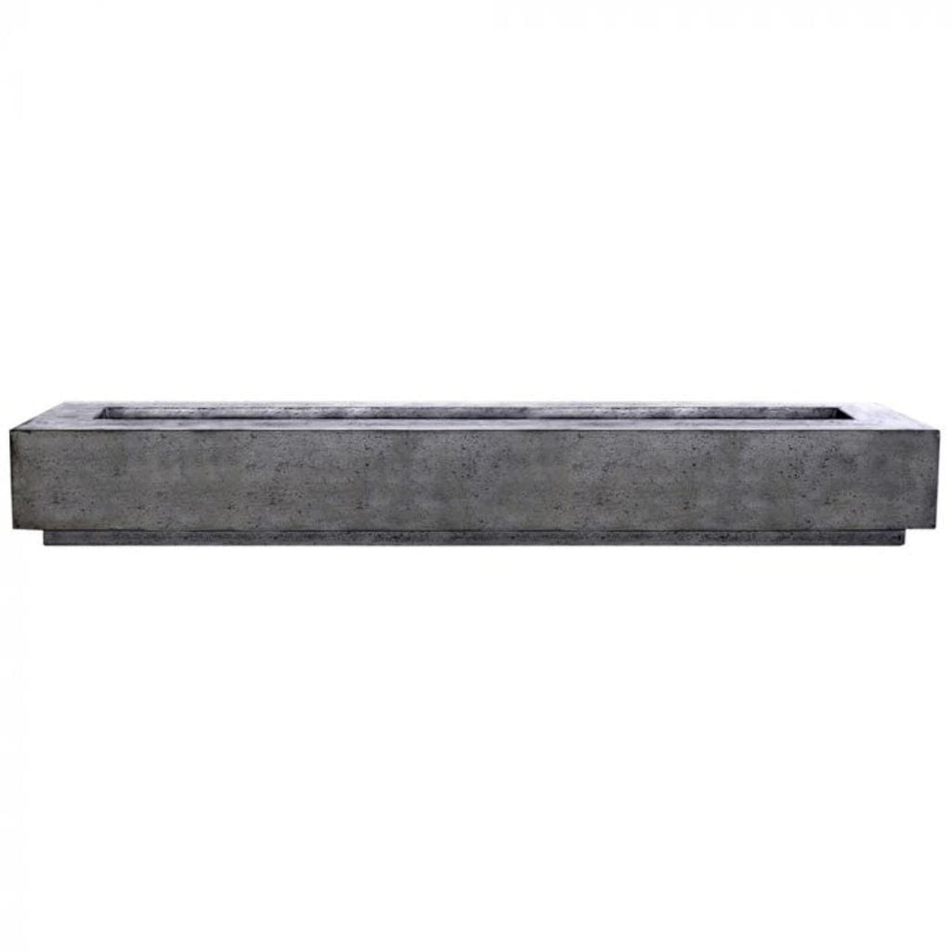 Prism Hardscapes Tavola 110 110" Pewter Rectangular Concrete Propane Gas Fire Pit Table With Windguard