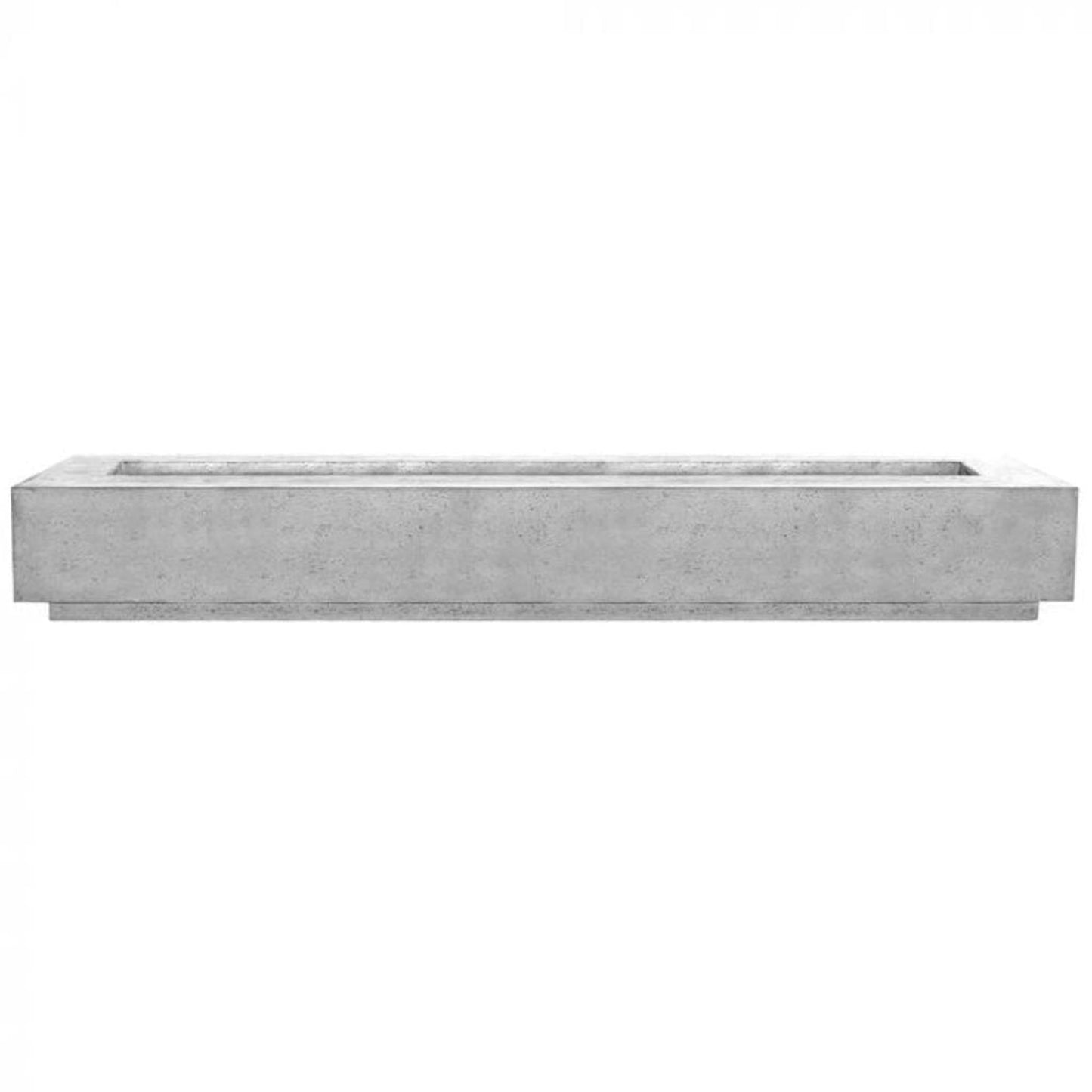 Prism Hardscapes Tavola 110 110" Ultra White Rectangular Concrete Natural Gas Fire Pit Table With Windguard
