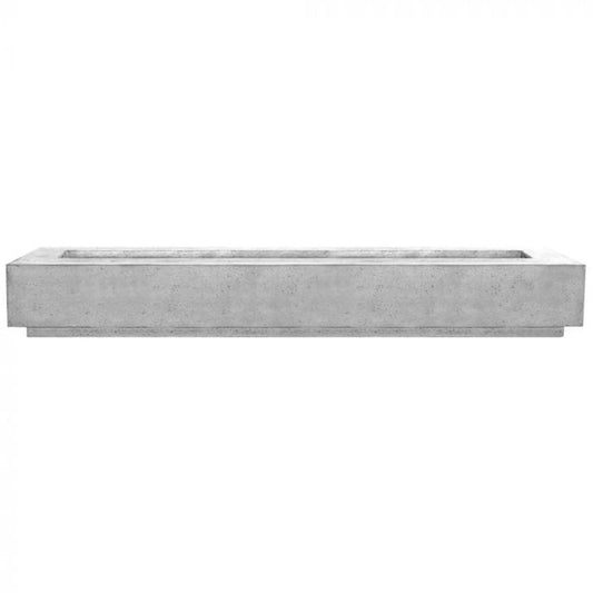 Prism Hardscapes Tavola 110 110" Ultra White Rectangular Concrete Natural Gas Fire Pit Table With Windguard