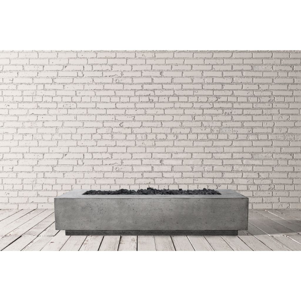 Prism Hardscapes 110" Ultra White Tavola 110 Rectangular Concrete Propane Fire Pit Table