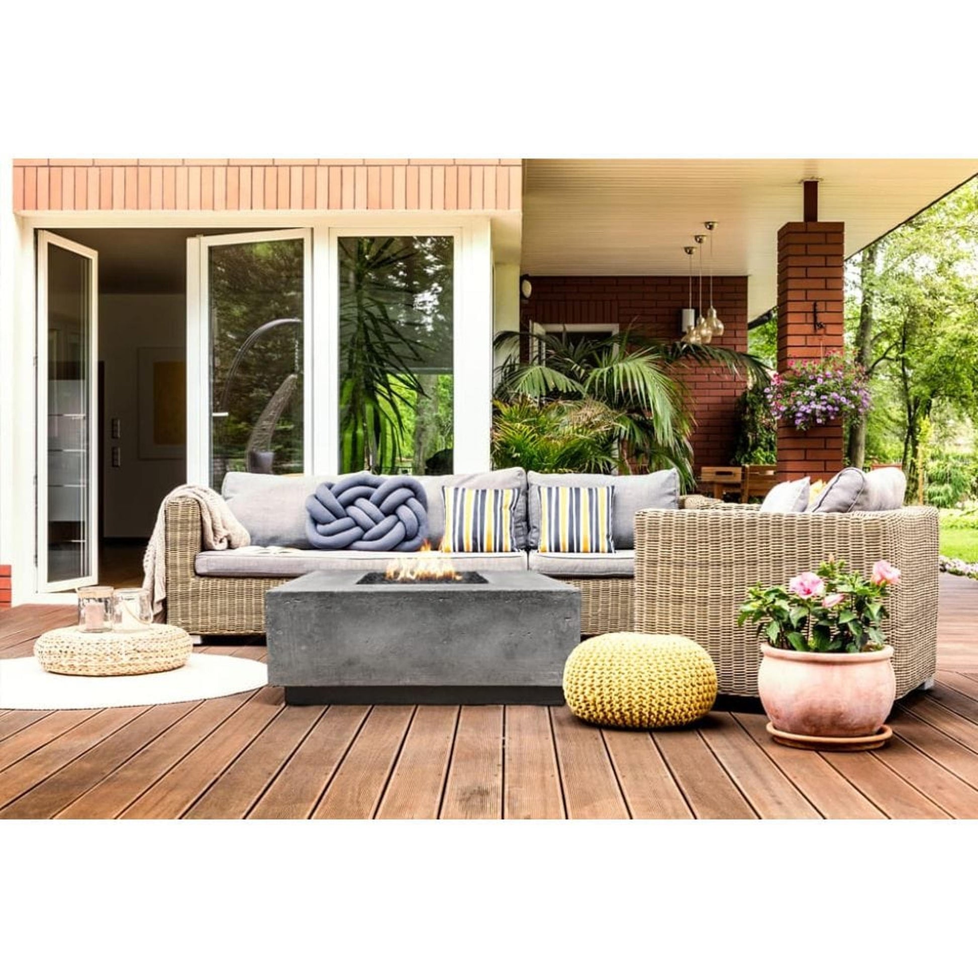 Prism Hardscapes Tavola 2 36" Natural Square Concrete Propane Gas Fire Pit Table