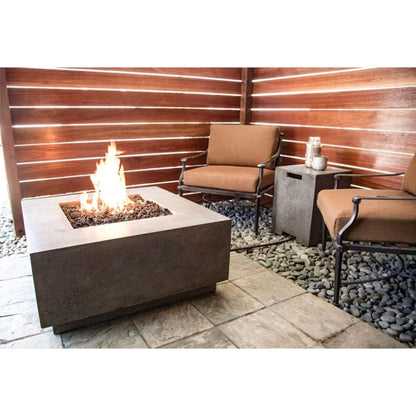 Prism Hardscapes Tavola 2 36" Pewter Square Concrete Propane Gas Fire Pit Table
