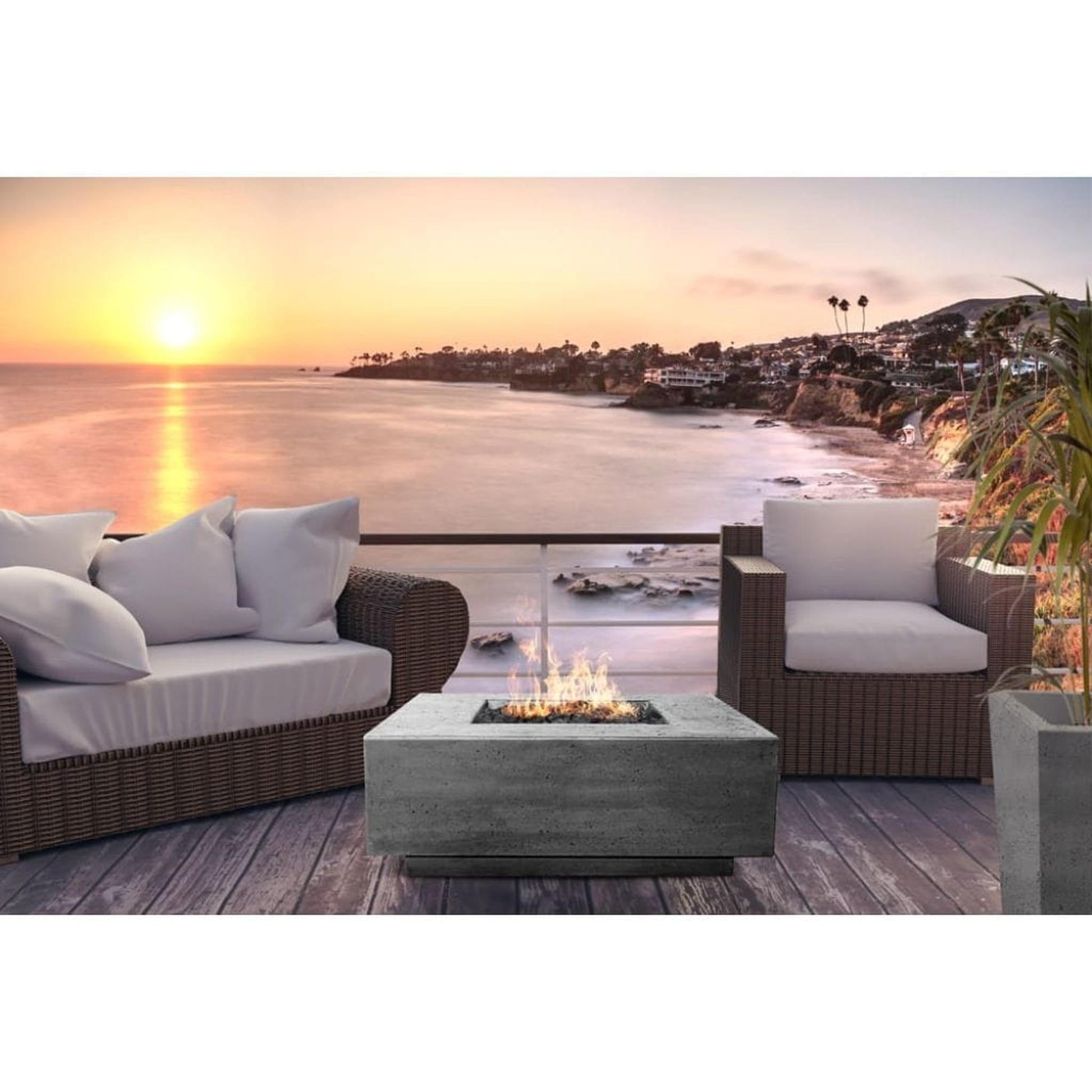 Prism Hardscapes Tavola 3 48" Natural Square Concrete Propane Gas Fire Pit Table
