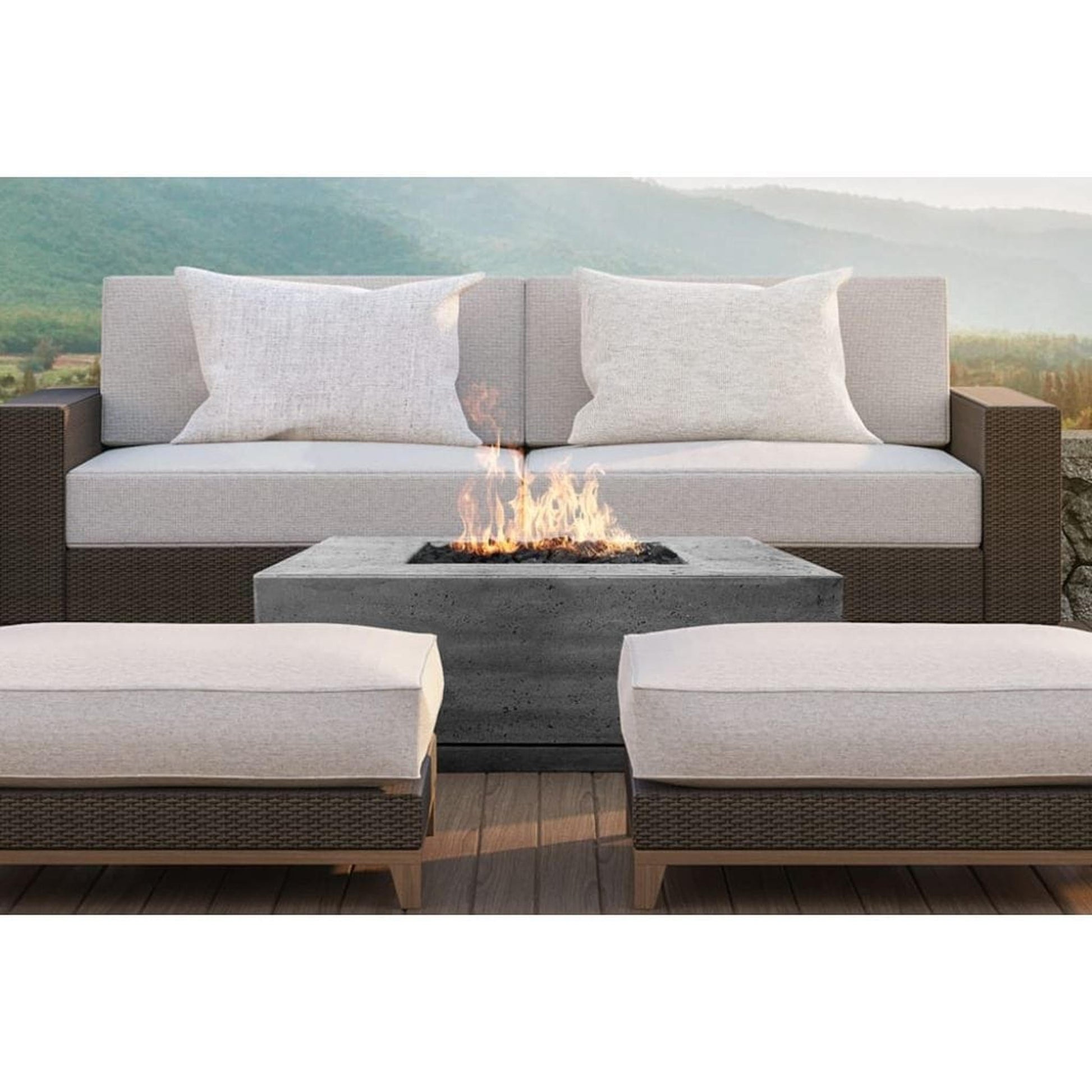 Prism Hardscapes Tavola 4 66" Cafe Rectangular Concrete Natural Gas Fire Pit Table