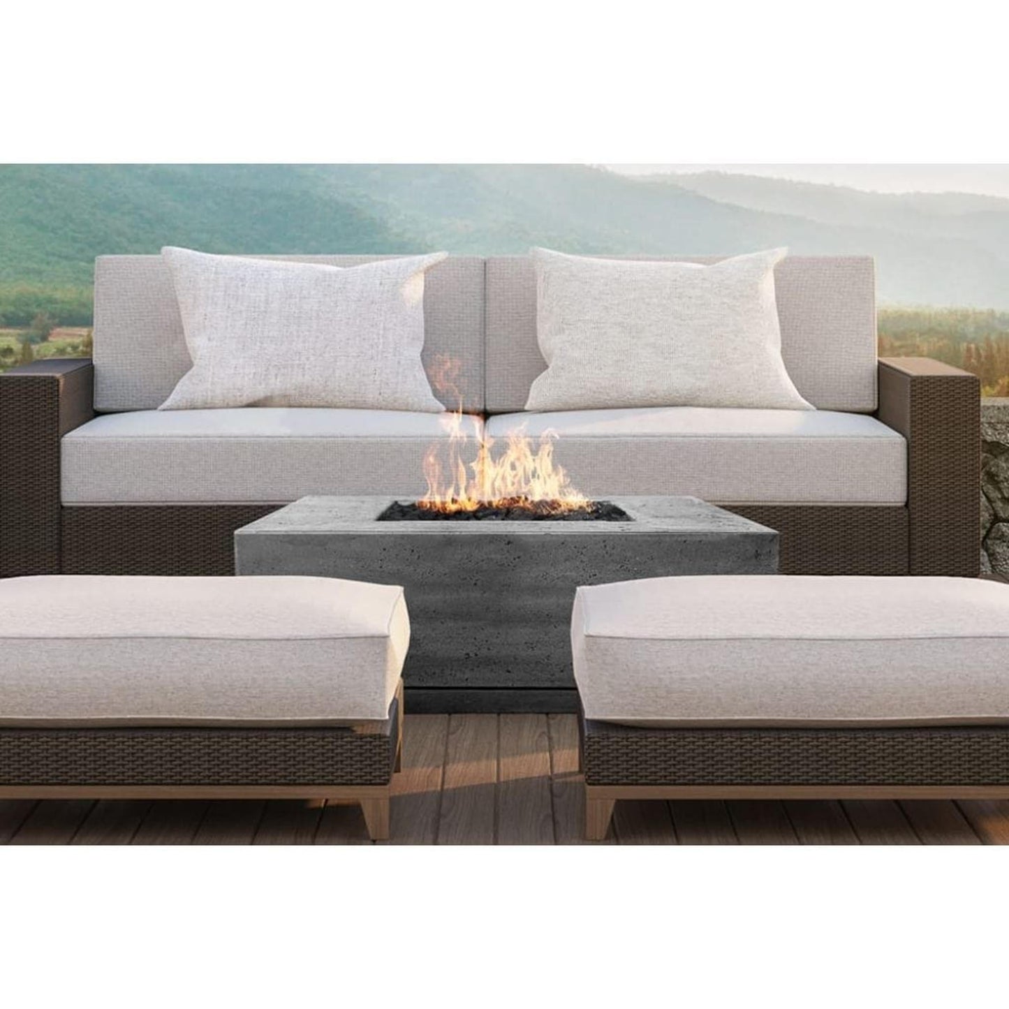 Prism Hardscapes Tavola 4 66" Ebony Rectangular Concrete Propane Gas Fire Pit Table