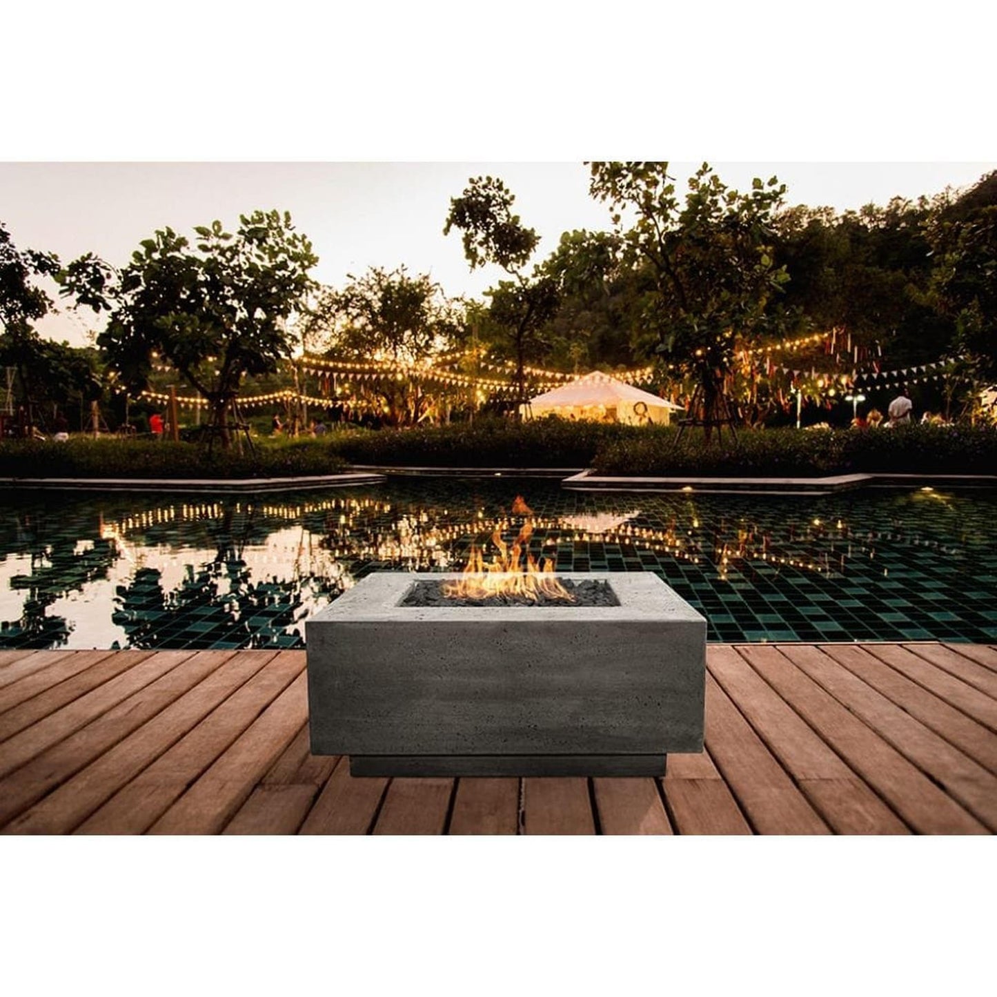Prism Hardscapes Tavola 42 42" Cafe Square Concrete Natural Gas Fire Pit Table