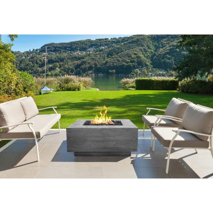 Prism Hardscapes Tavola 42 42" Coastal Square Concrete Propane Gas Fire Pit Table
