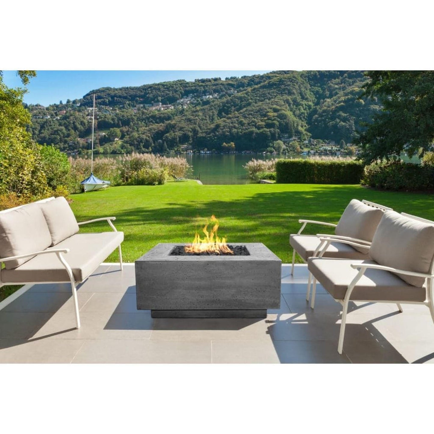 Prism Hardscapes Tavola 42 42" Natural Square Concrete Natural Gas Fire Pit Table