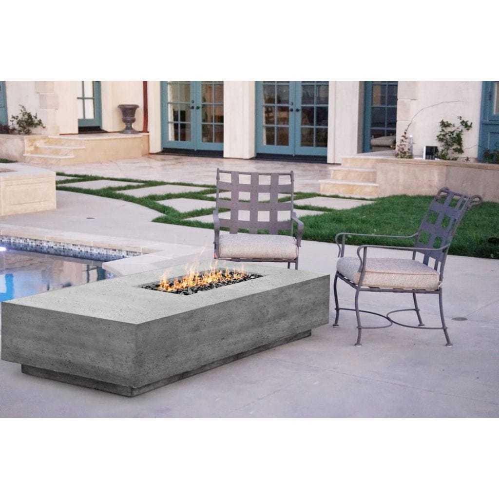 Prism Hardscapes 80" Ultra White Tavola 5 Rectangular Concrete Propane Fire Pit Table