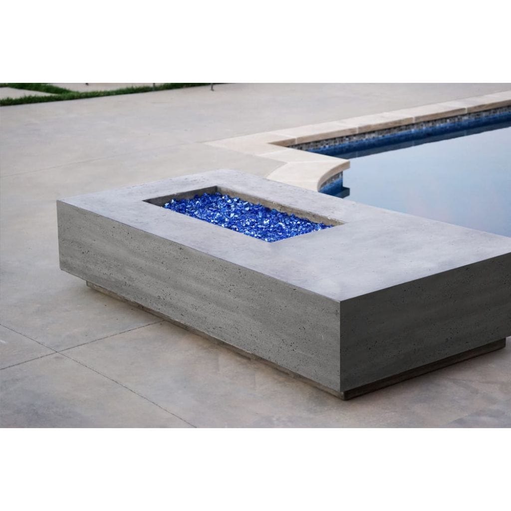 Prism Hardscapes 80" Ultra White Tavola 5 Rectangular Concrete Propane Fire Pit Table