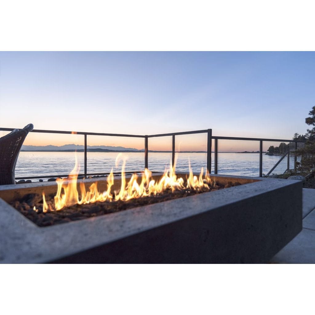 Prism Hardscapes 90" Ultra White Tavola 6 Rectangular Concrete Propane Fire Pit Table