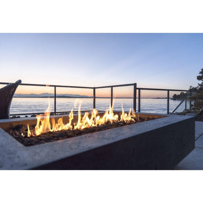 Prism Hardscapes 90" Ultra White Tavola 6 Rectangular Concrete Propane Fire Pit Table