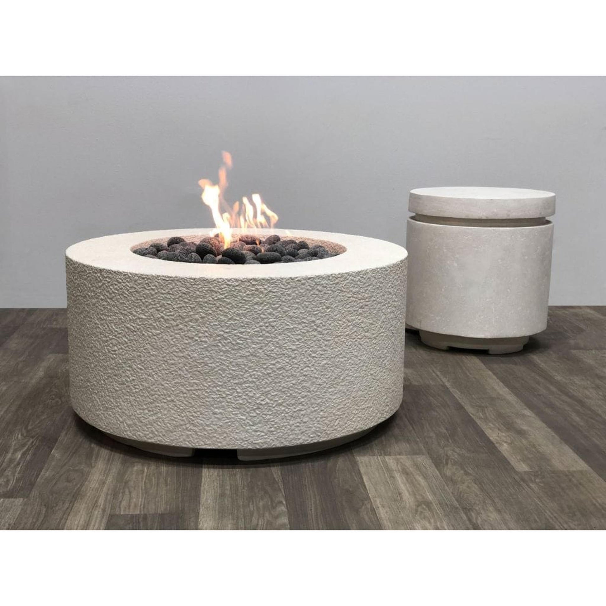 Prism Hardscapes Tuscany Cilindro 36" Coastal Round Glass Fiber Reinforced Cement Liquid Propane Fire Pit Bowl