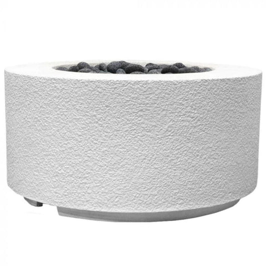 Prism Hardscapes Tuscany Cilindro 36" Ultra White Round Glass Fiber Reinforced Cement Natural Gas Fire Pit Bowl