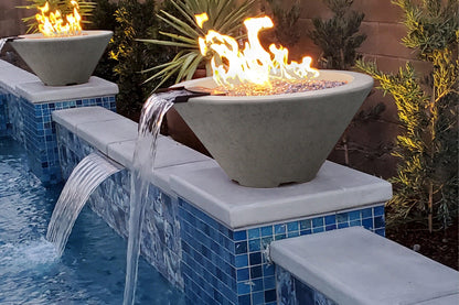 Prism Hardscapes Verona Small 33" Coastal Concrete Propane Gas Fire and Water Bowl With Match Lit Ignition