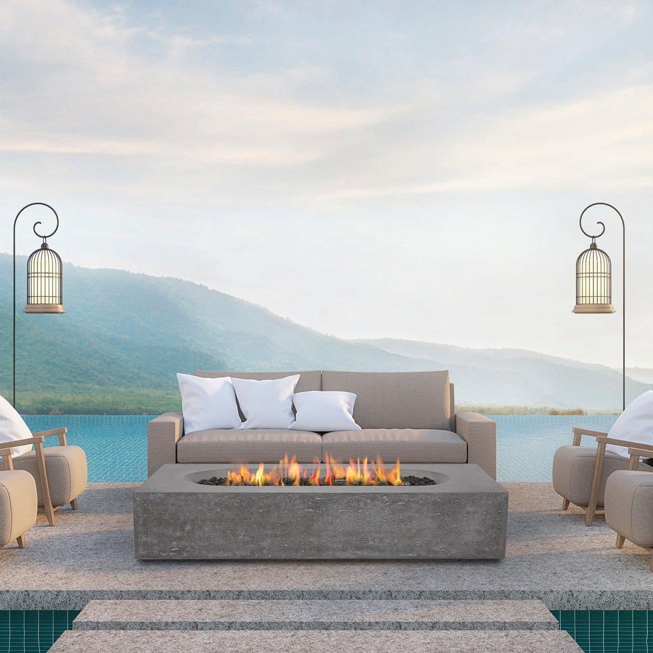 PyroMania Alchemy 60" Slate Gray Finish Natural Gas Outdoor Rectangular Fire Table