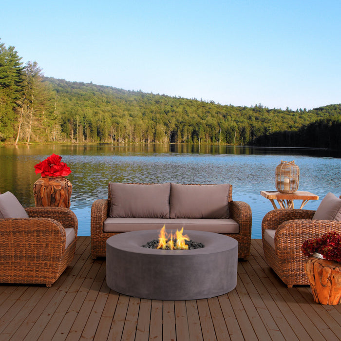 PyroMania Avalon 42" Slate Finish Natural Gas Outdoor Round Fire Pit Table