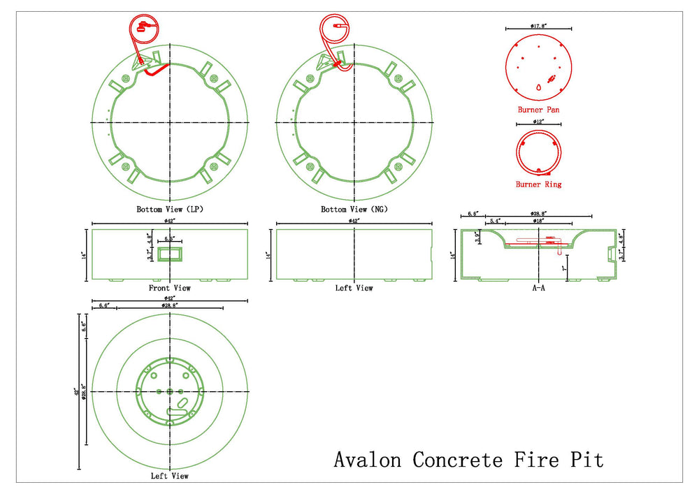 PyroMania Avalon 42" Slate Finish Natural Gas Outdoor Round Fire Pit Table