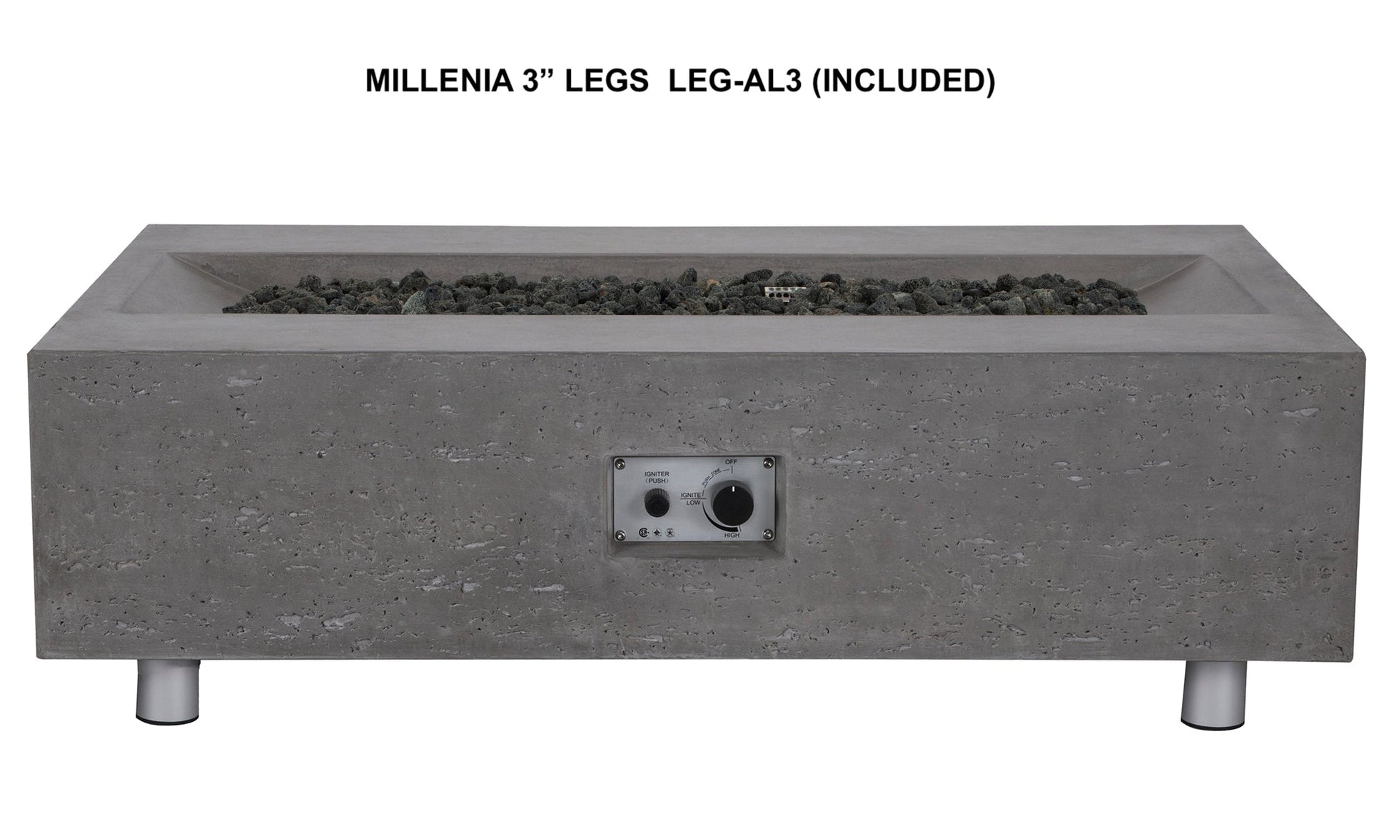 PyroMania Millenia 48" Slate Gray Finish Natural Gas Outdoor Rectangular Fire Table