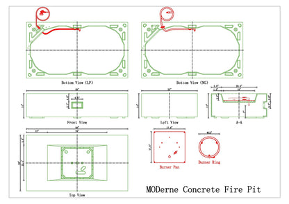 PyroMania Moderne 58" x 32" Slate Gray Finish Propane Gas Outdoor Rectangle Fire Pit Table