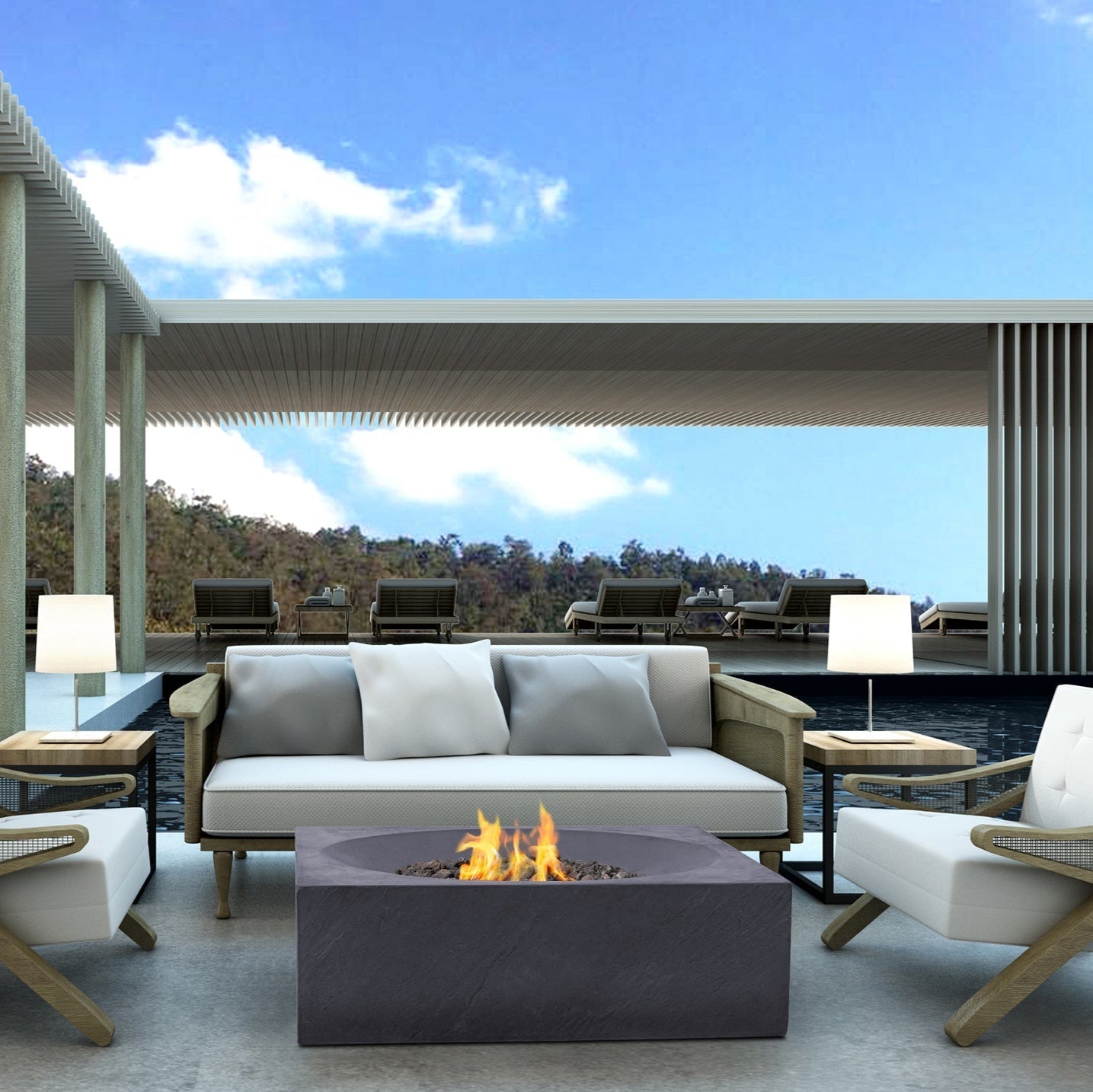 PyroMania Paloma 36" x 36" Charcoal Finish Propane Gas Outdoor Square Fire Table