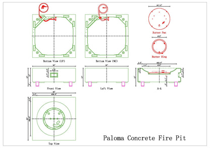 PyroMania Paloma 36" x 36" Charcoal Finish Propane Gas Outdoor Square Fire Table