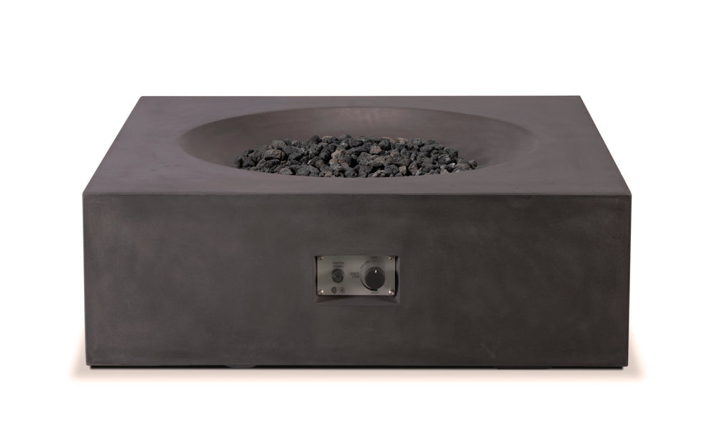 PyroMania Tao 41" x 41" Charcoal Propane Gas GFRC Outdoor Square Fire Table