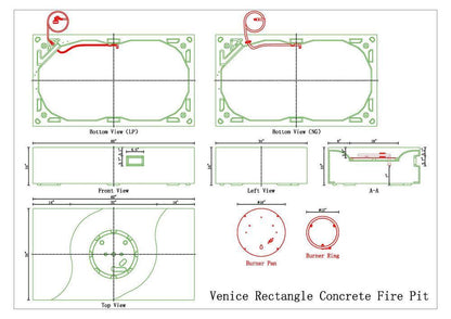 PyroMania Venice 60" x 34" Slate Finish Natural Gas Outdoor Rectangle Fire Pit Table