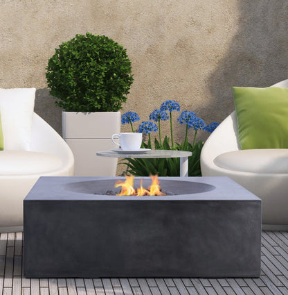 Pyromania Tao 41" x 41" Slate Gray Natural Gas GFRC Outdoor Square Fire Table