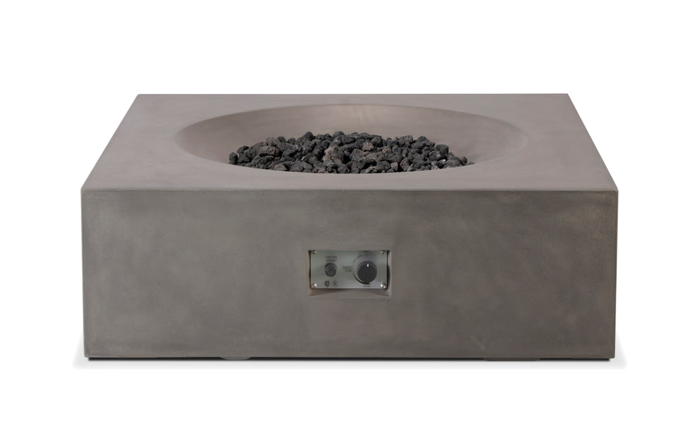 Pyromania Tao 41" x 41" Slate Gray Natural Gas GFRC Outdoor Square Fire Table