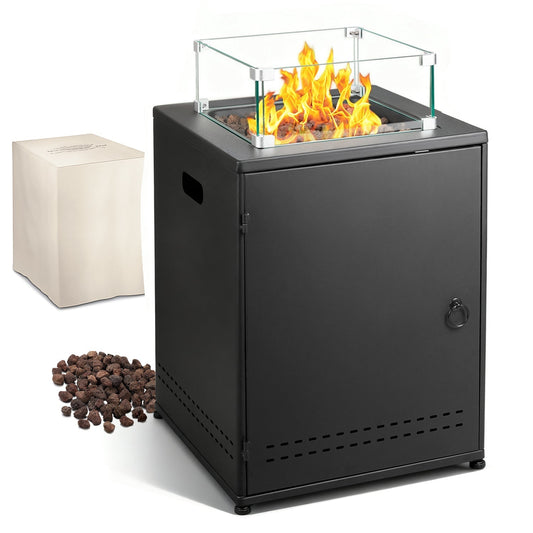 R.W.FLAME 20" Black Stainless Steel Smokeless CSA Certified Propane Square Fire Pit Table