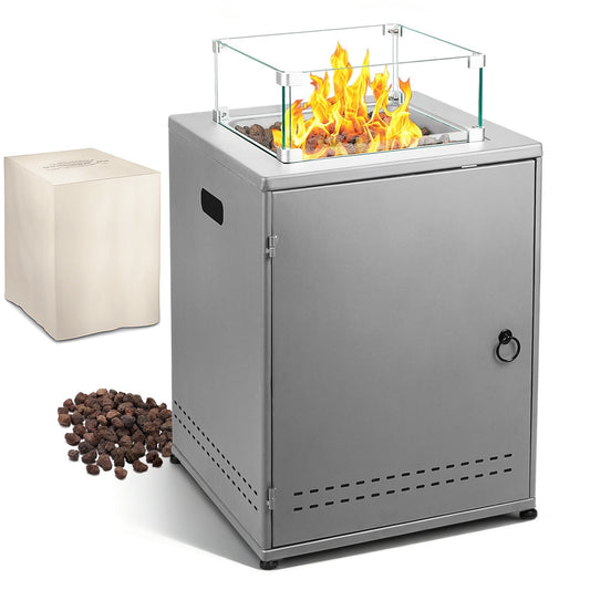 R.W.FLAME 20" Gray Stainless Steel Smokeless CSA Certified Propane Square Fire Pit Table