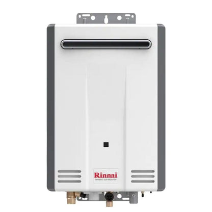 Rinnai HE Series 14" 120K BTU 5.3 GPM Outdoor Non-Condensing Tankless Natural Gas Water Heater