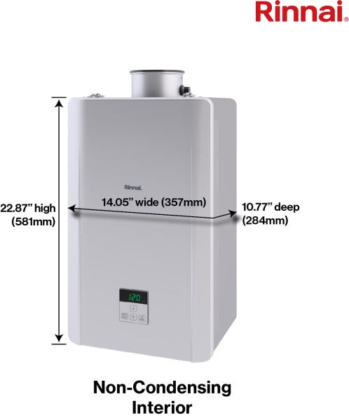 Rinnai RE Series 27" 140K BTU Indoor Non-Condensing Natural Gas Tankless Water Heater