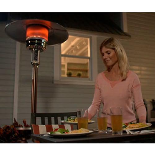 SUNHEAT PHRDSH 32" Silver Hammered Round Portable Propane Patio Heater With Drink Tray