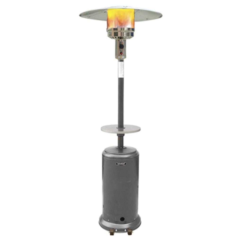 SUNHEAT PHRDSH 32" Silver Hammered Round Portable Propane Patio Heater With Drink Tray